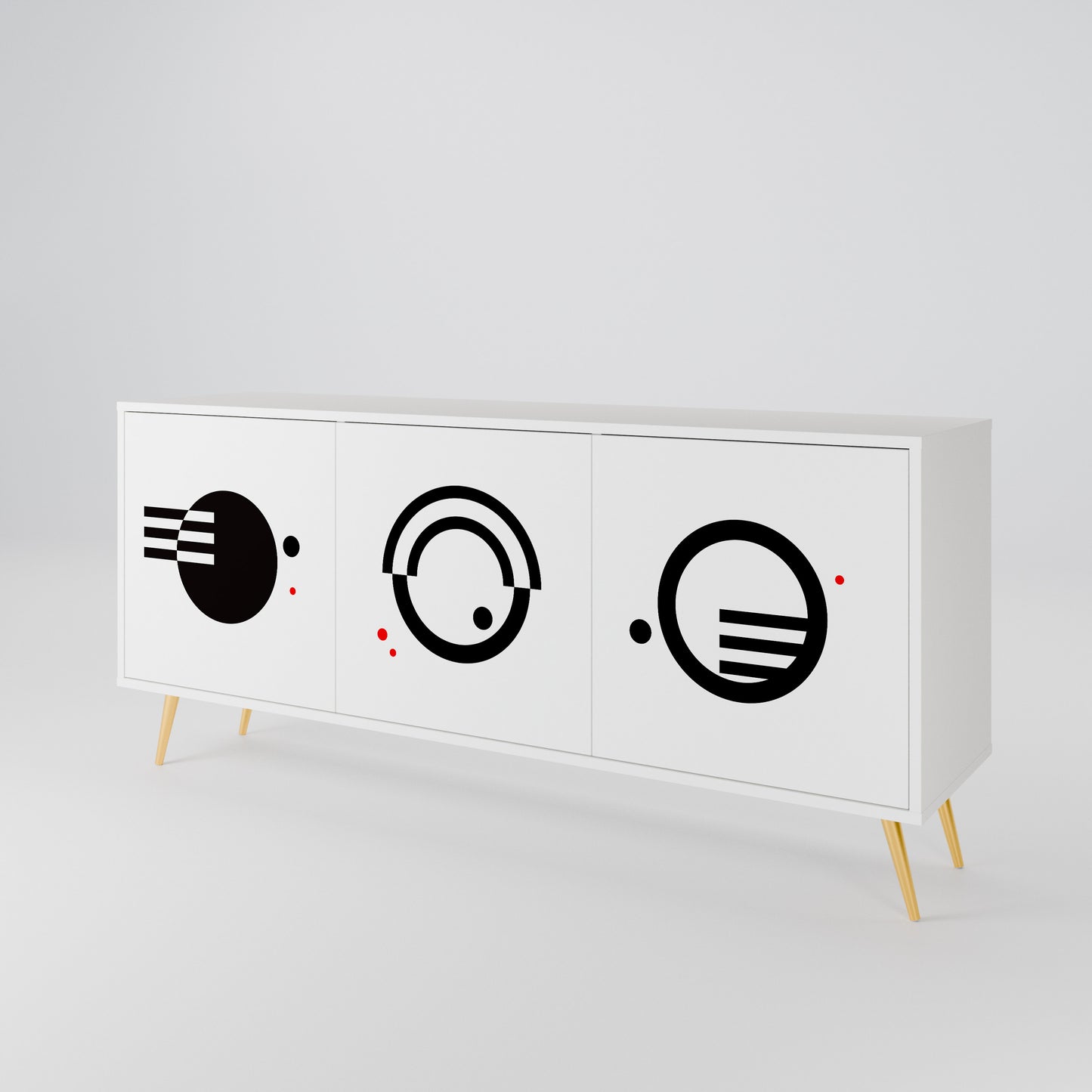 BLACK AND WHITE COMBINATION Madia a 3 Ante in Finitura Bianca
