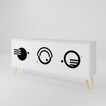 BLACK AND WHITE COMBINATION Madia a 3 Ante in Finitura Bianca