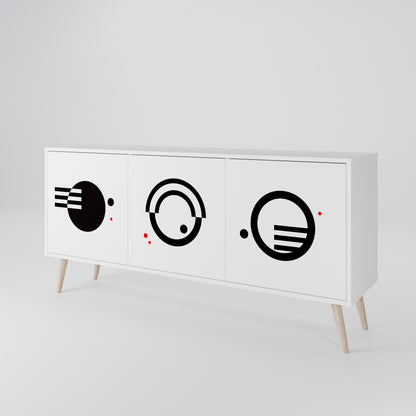 BLACK AND WHITE COMBINATION Madia a 3 Ante in Finitura Bianca