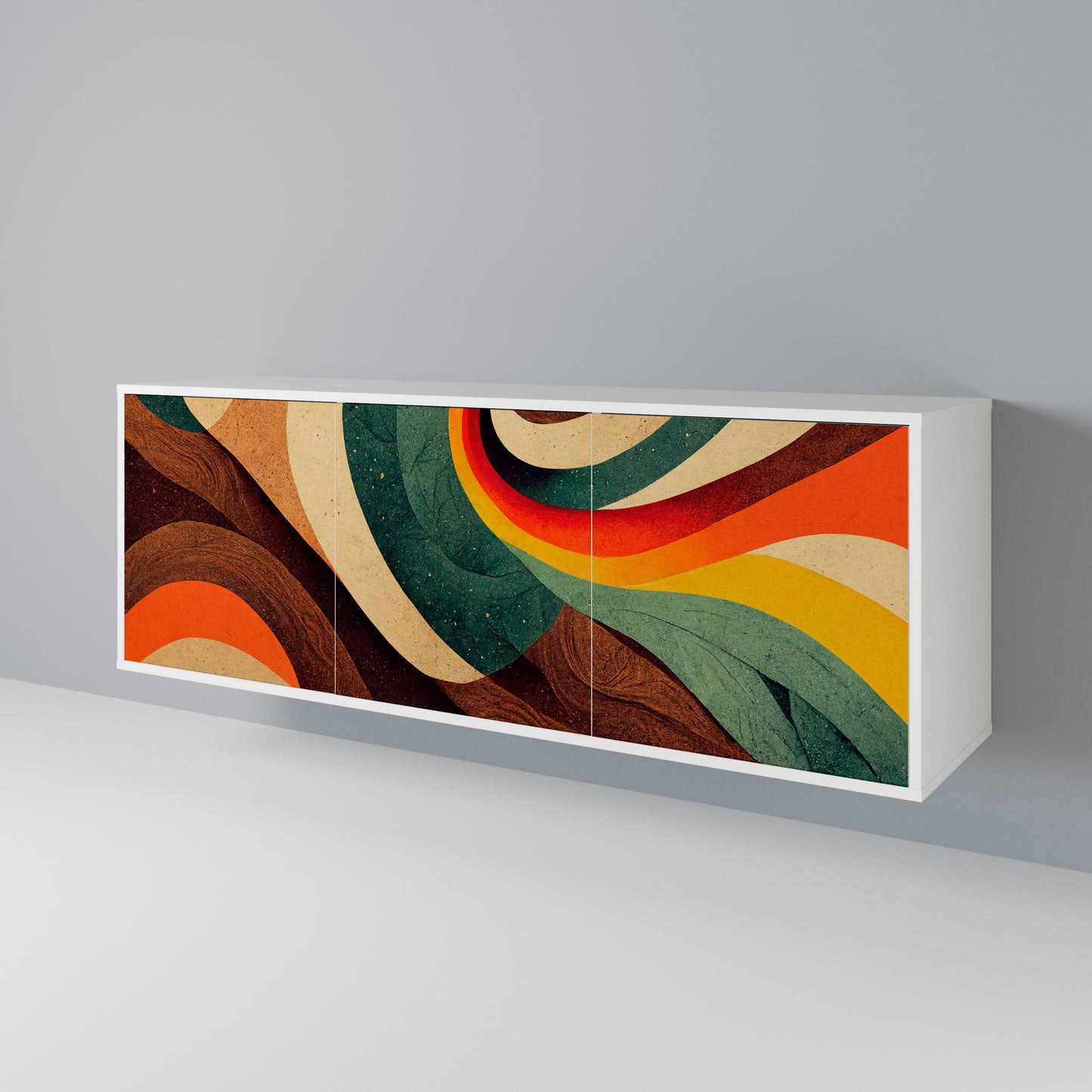 COLORFUL STRANDS 3-Door Sideboard in White Finish