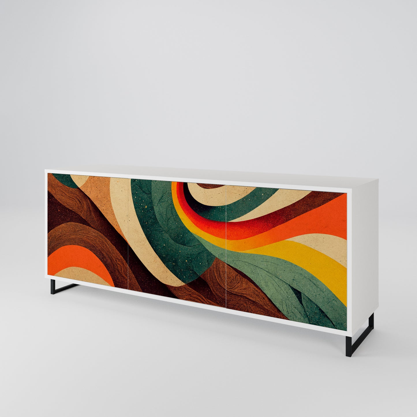 COLORFUL STRANDS 3-Door Sideboard in White Finish