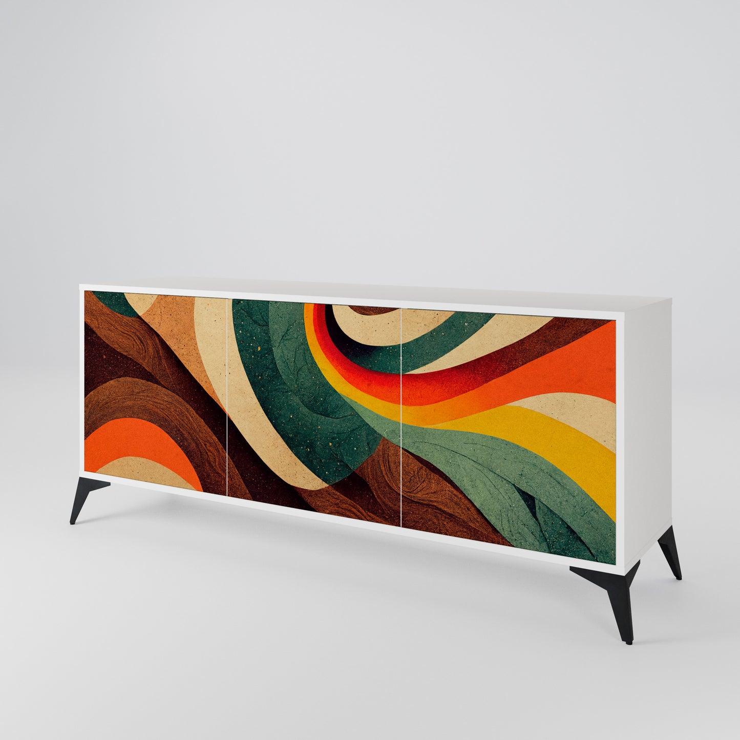COLORFUL STRANDS 3-Door Sideboard in White Finish