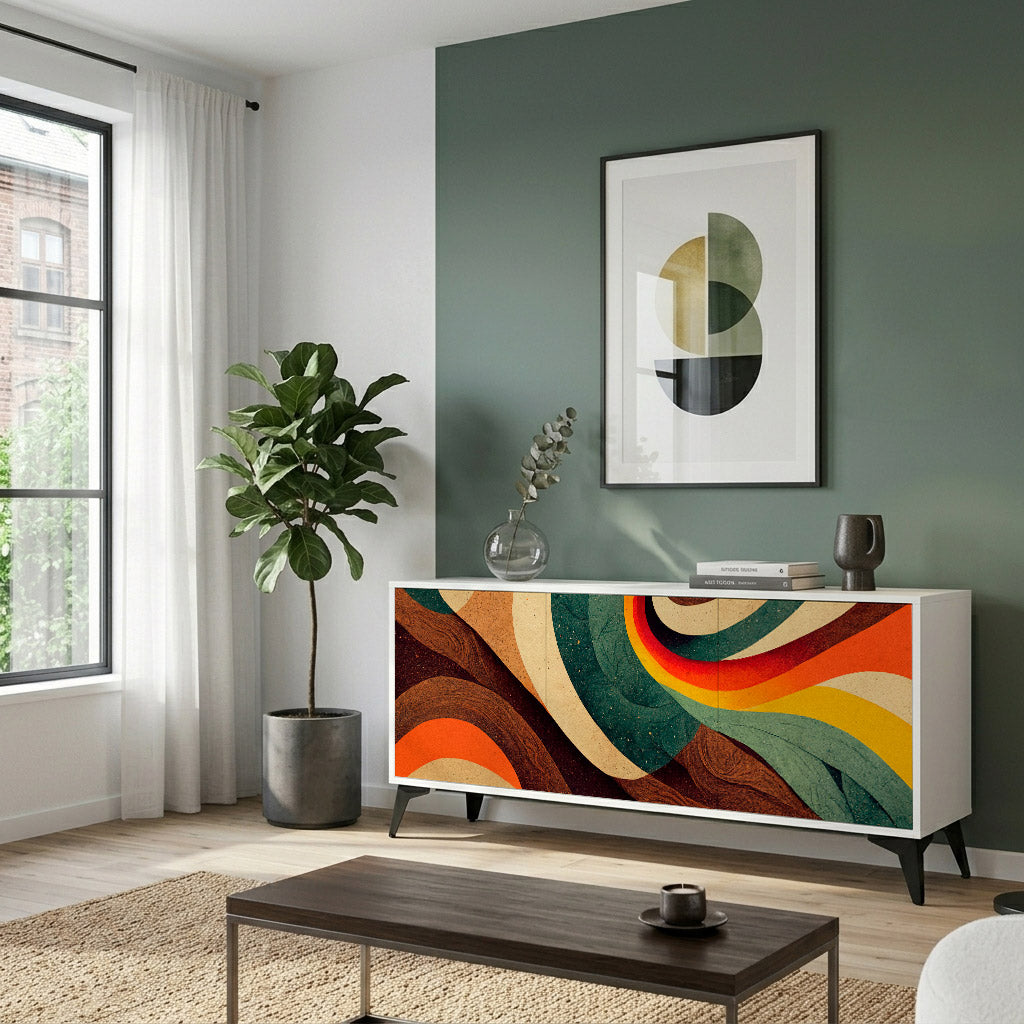 COLORFUL STRANDS 3-Door Sideboard in White Finish