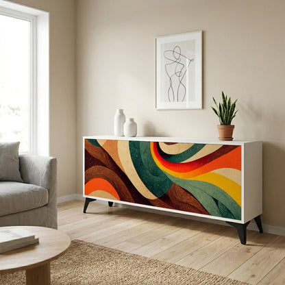 COLORFUL STRANDS 3-Door Sideboard in White Finish