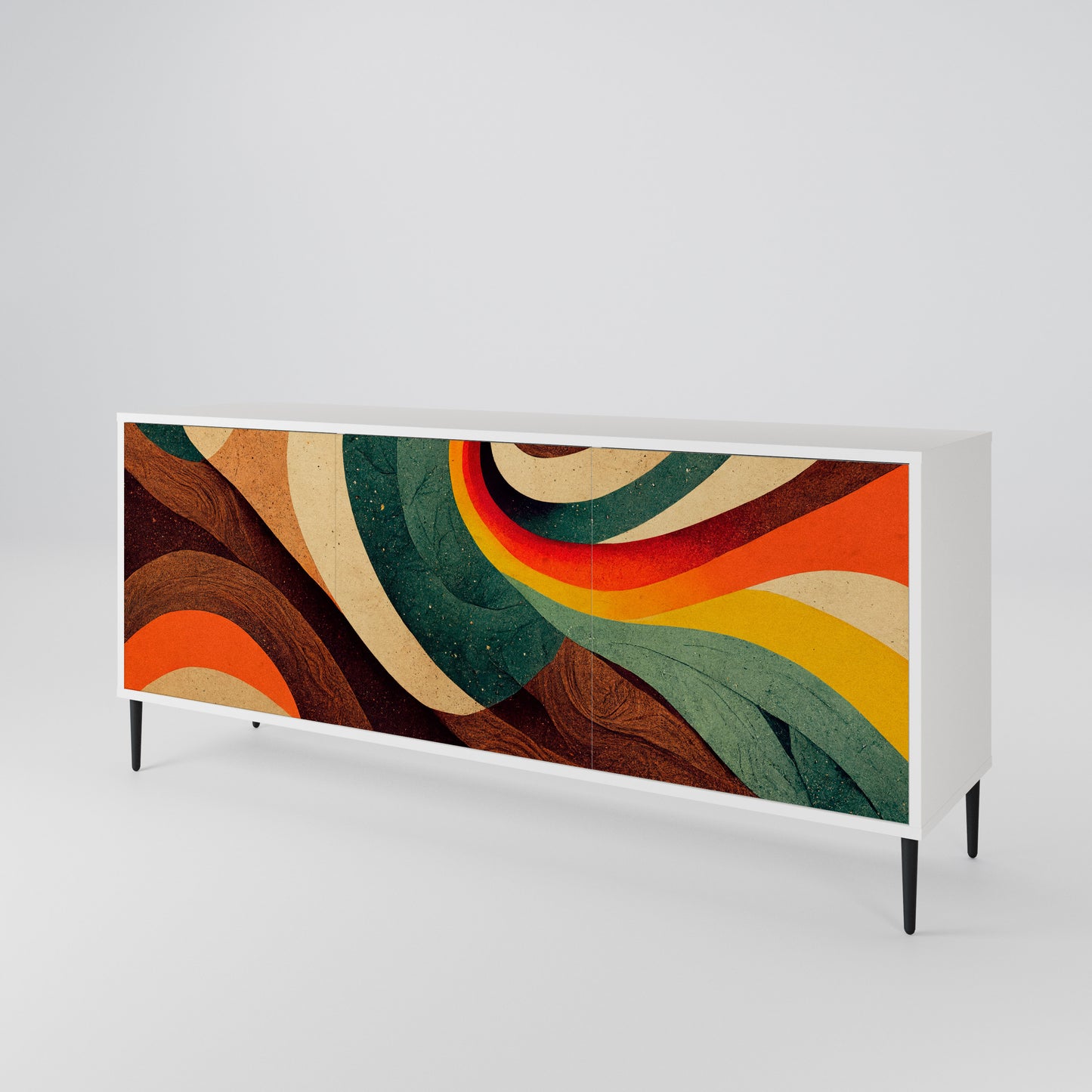 COLORFUL STRANDS 3-Door Sideboard in White Finish
