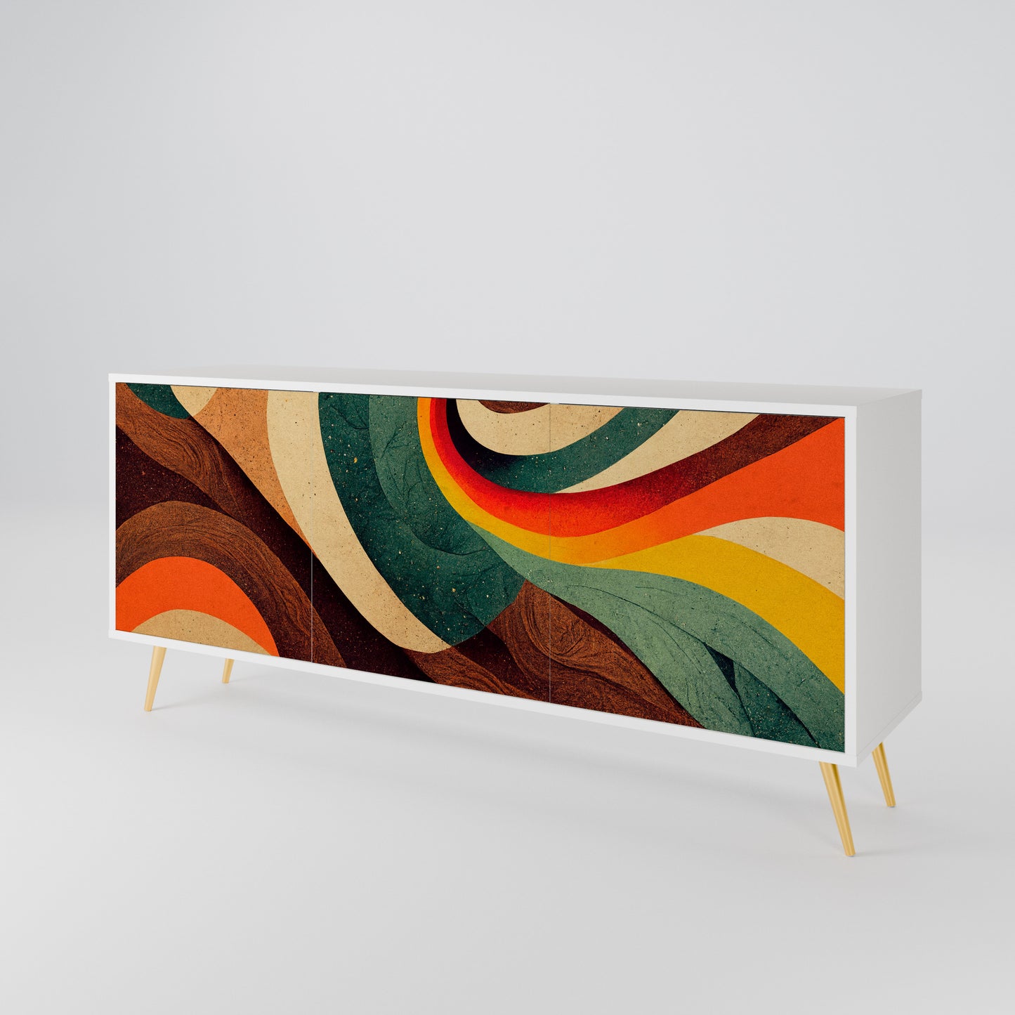 COLORFUL STRANDS 3-Door Sideboard in White Finish