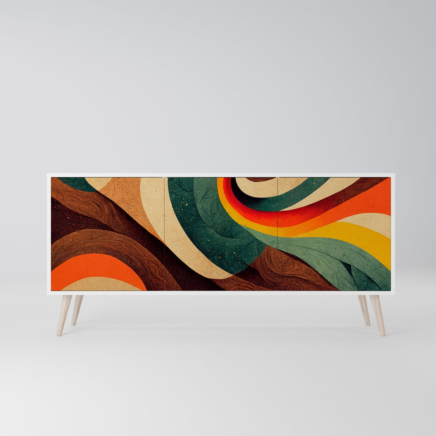 COLORFUL STRANDS 3-Door Sideboard in White Finish