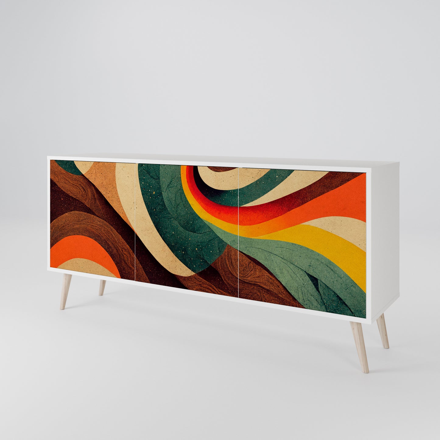 COLORFUL STRANDS 3-Door Sideboard in White Finish