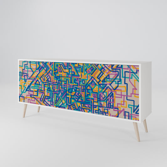 MEMORIES MAP 3-Door Sideboard in White Finish