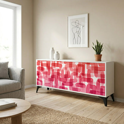 KALEIDOSCOPIC CUBISM Madia a 3 Ante in Finitura Bianca