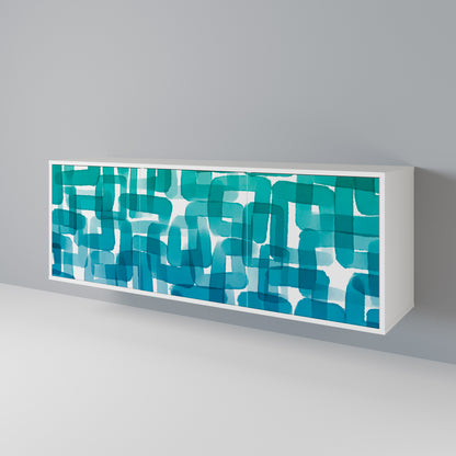 TURQUOISE RECTANGLES Madia a 3 Ante in Finitura Bianca