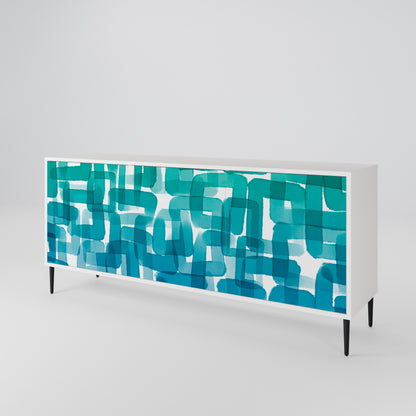 TURQUOISE RECTANGLES Madia a 3 Ante in Finitura Bianca