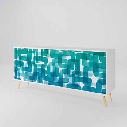 TURQUOISE RECTANGLES Madia a 3 Ante in Finitura Bianca