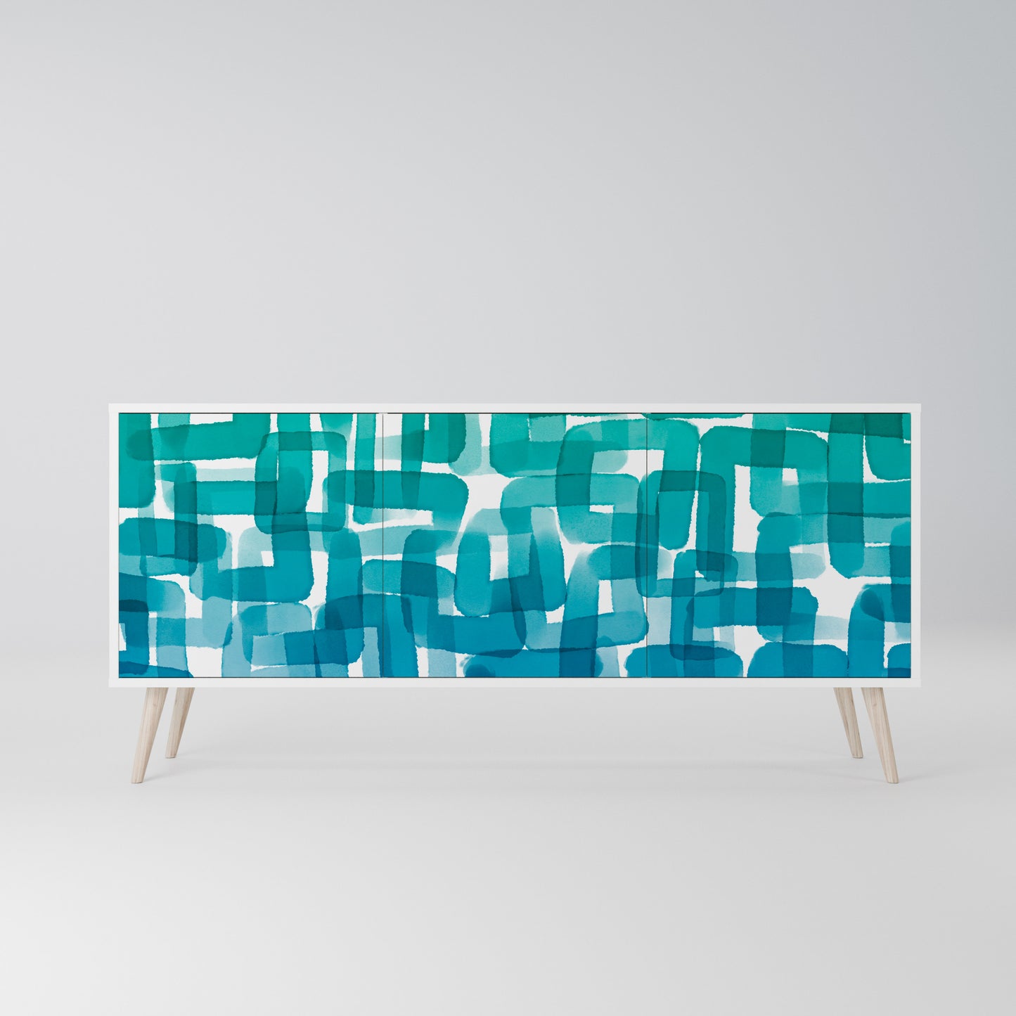 TURQUOISE RECTANGLES Madia a 3 Ante in Finitura Bianca