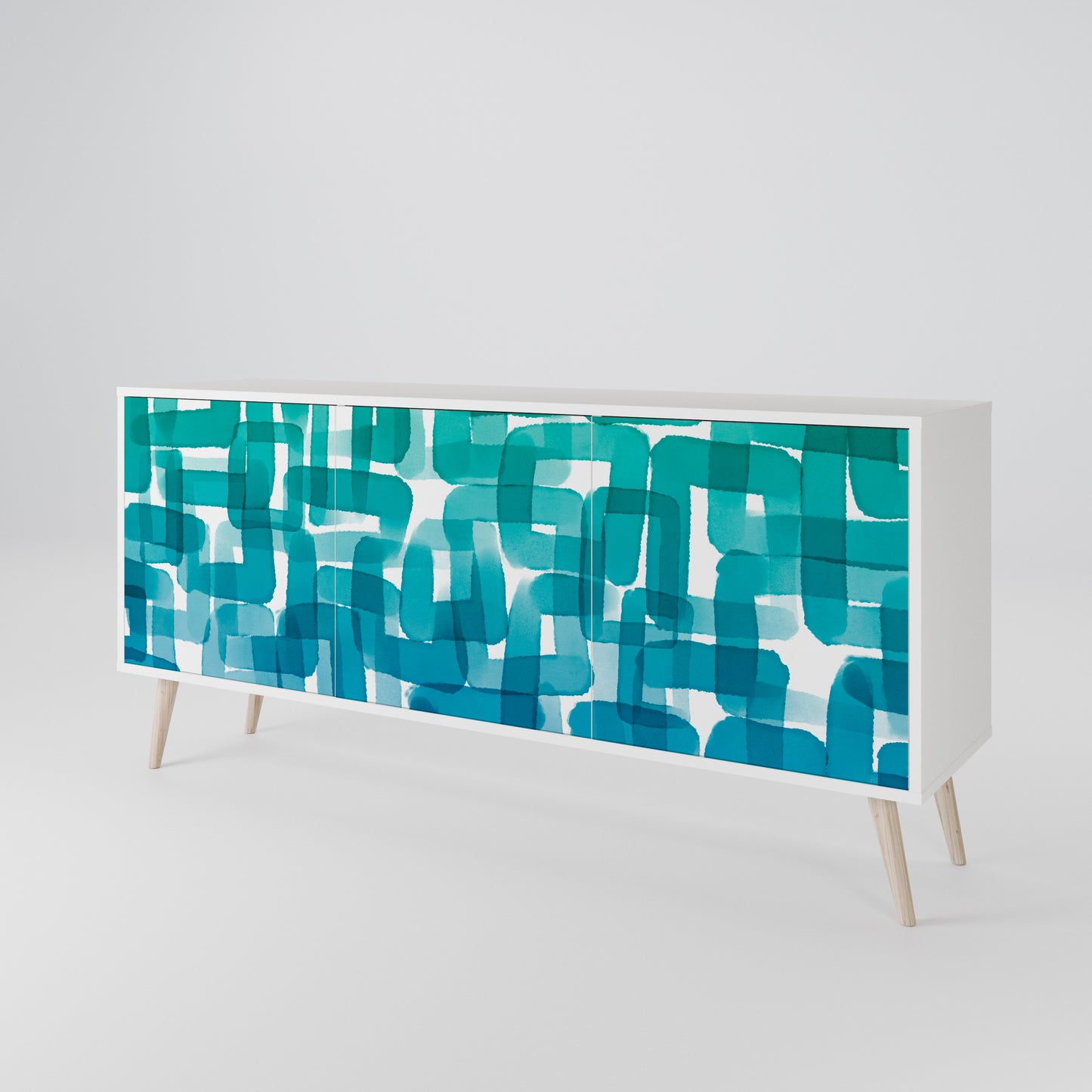 TURQUOISE RECTANGLES Madia a 3 Ante in Finitura Bianca