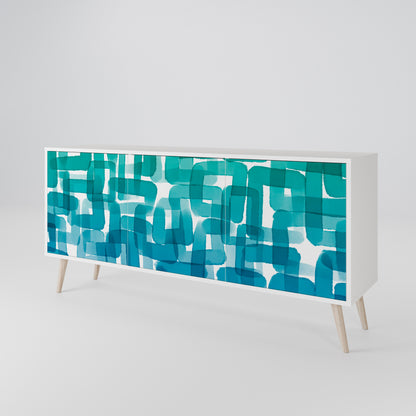 TURQUOISE RECTANGLES Madia a 3 Ante in Finitura Bianca