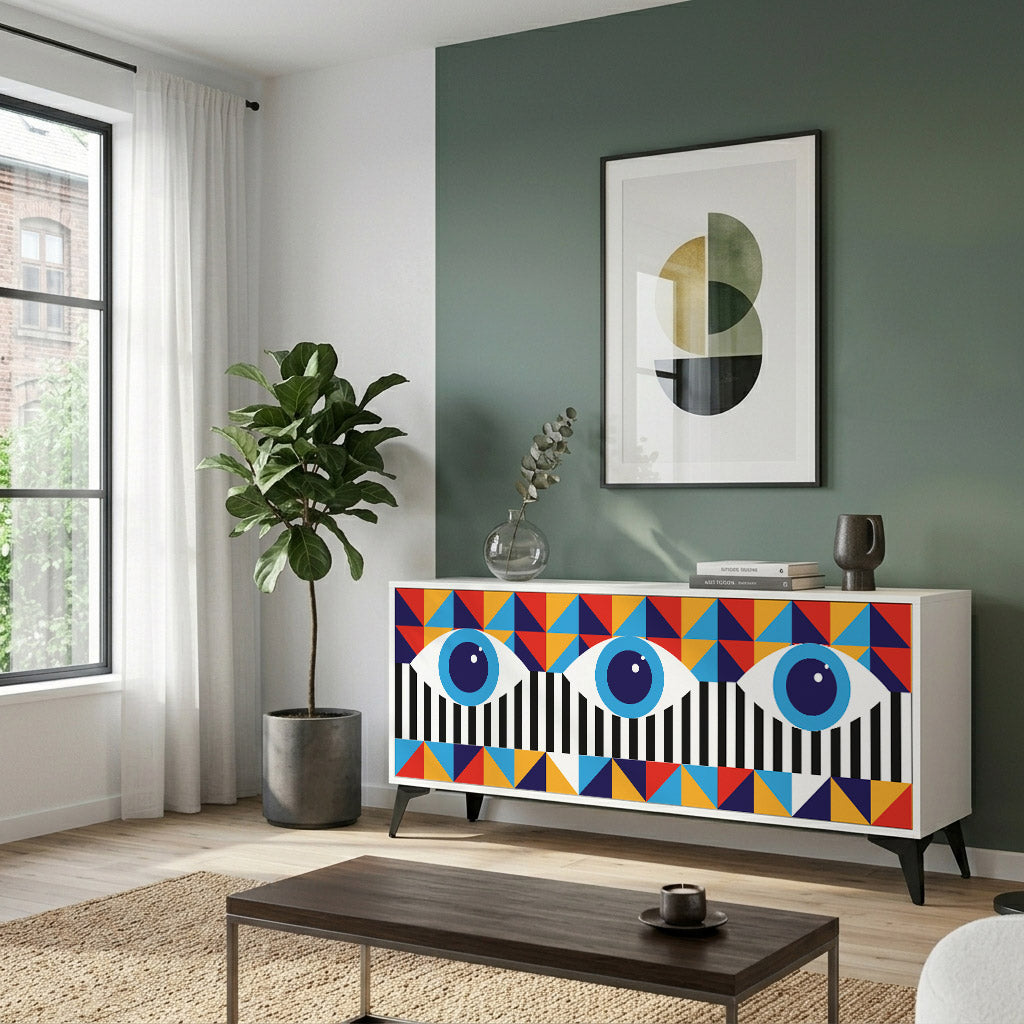 ABSTRACTION AND GEOMETRY Madia a 3 Ante in Finitura Bianca