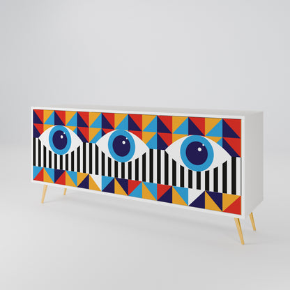 ABSTRACTION AND GEOMETRY Madia a 3 Ante in Finitura Bianca
