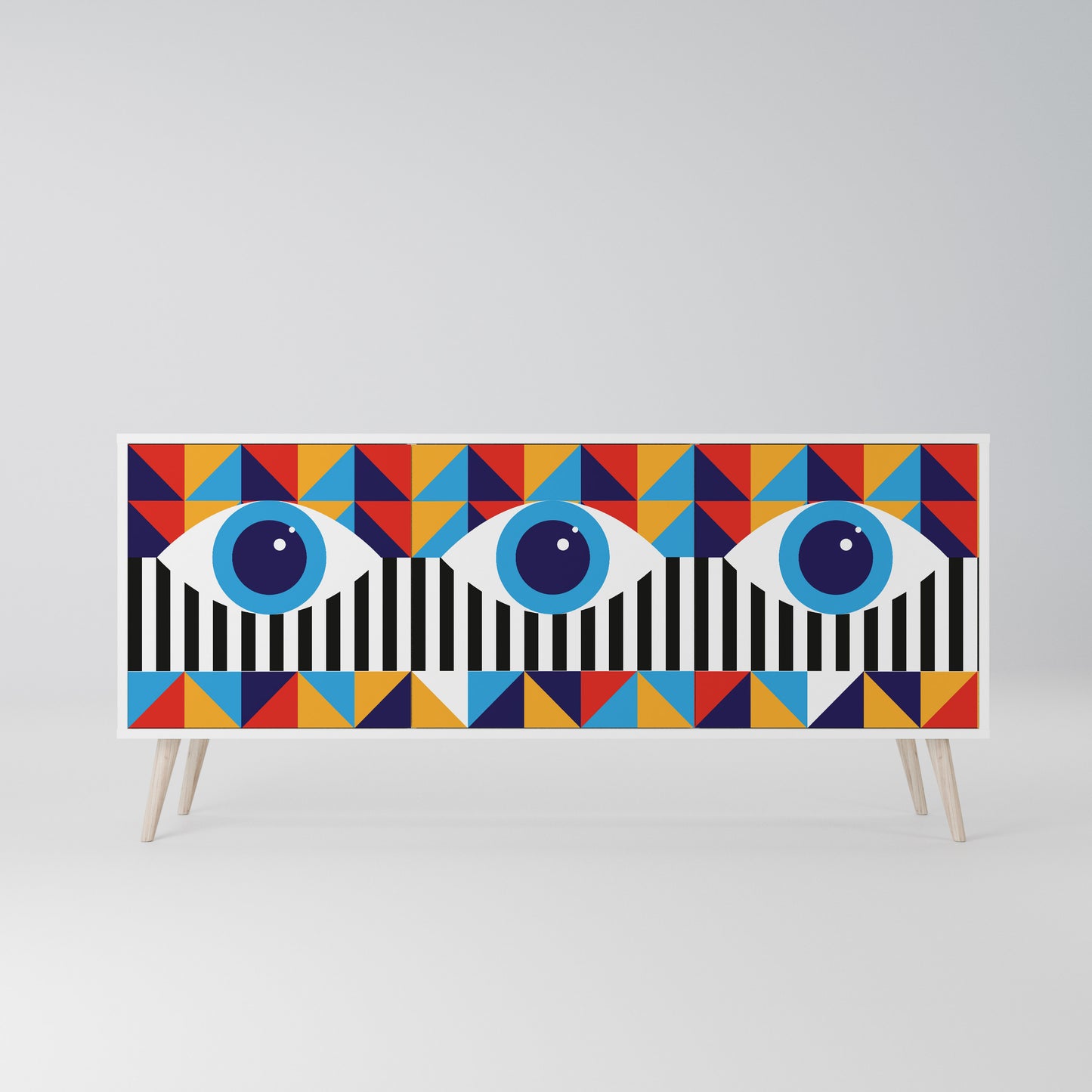 ABSTRACTION AND GEOMETRY Madia a 3 Ante in Finitura Bianca