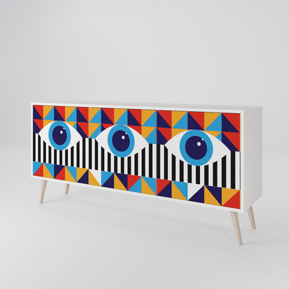 ABSTRACTION AND GEOMETRY Madia a 3 Ante in Finitura Bianca