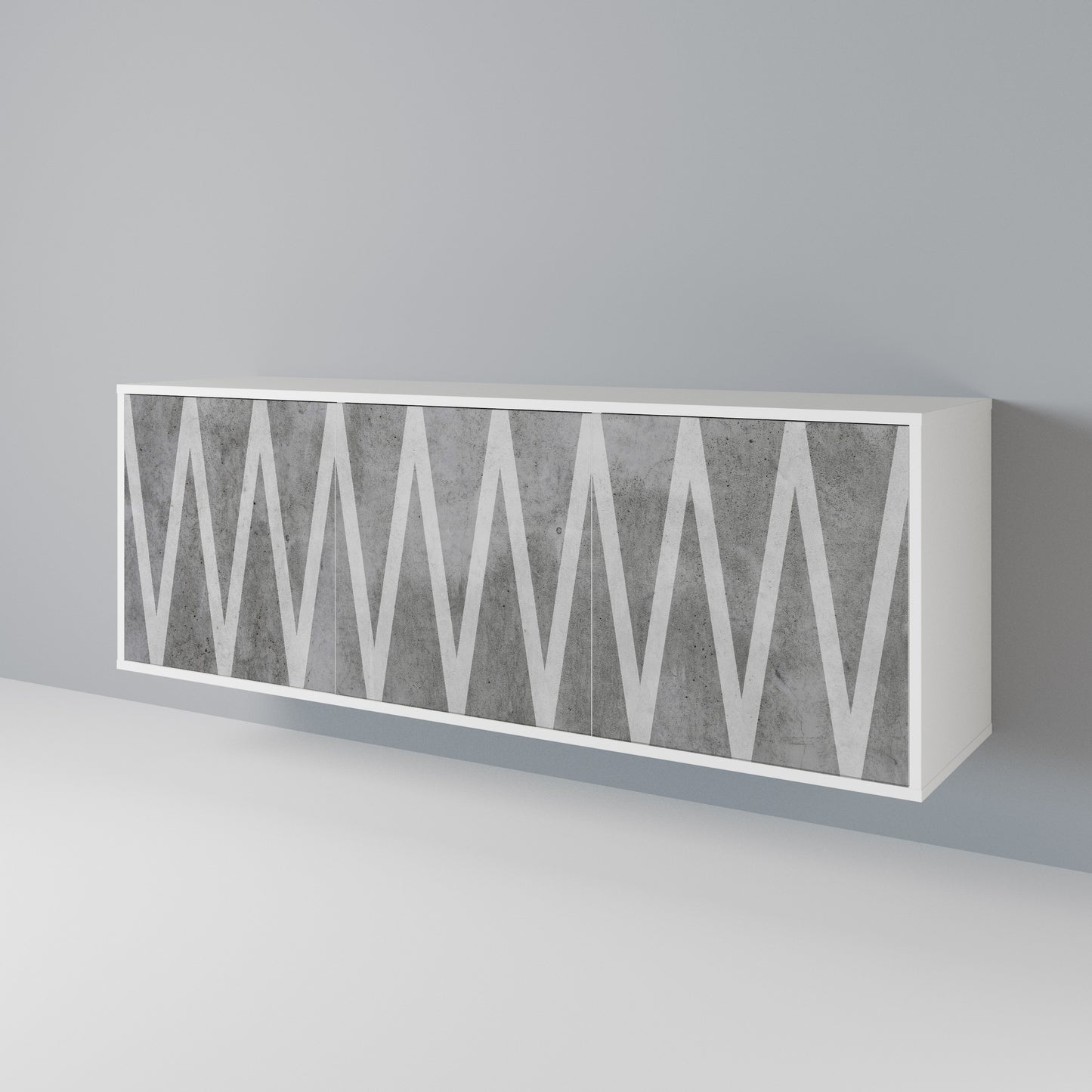 SOLID ZIG ZAG 3-Door Sideboard in White Finish