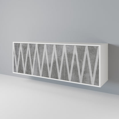 SOLID ZIG ZAG 3-Door Sideboard in White Finish
