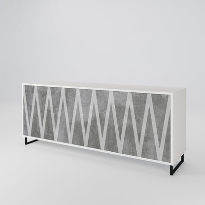 SOLID ZIG ZAG 3-Door Sideboard in White Finish