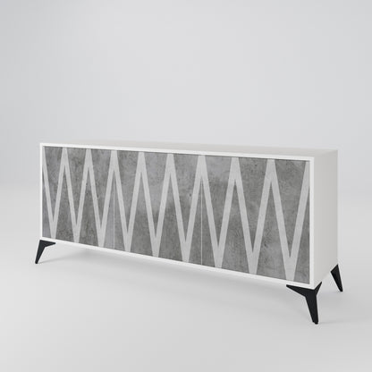 SOLID ZIG ZAG 3-Door Sideboard in White Finish