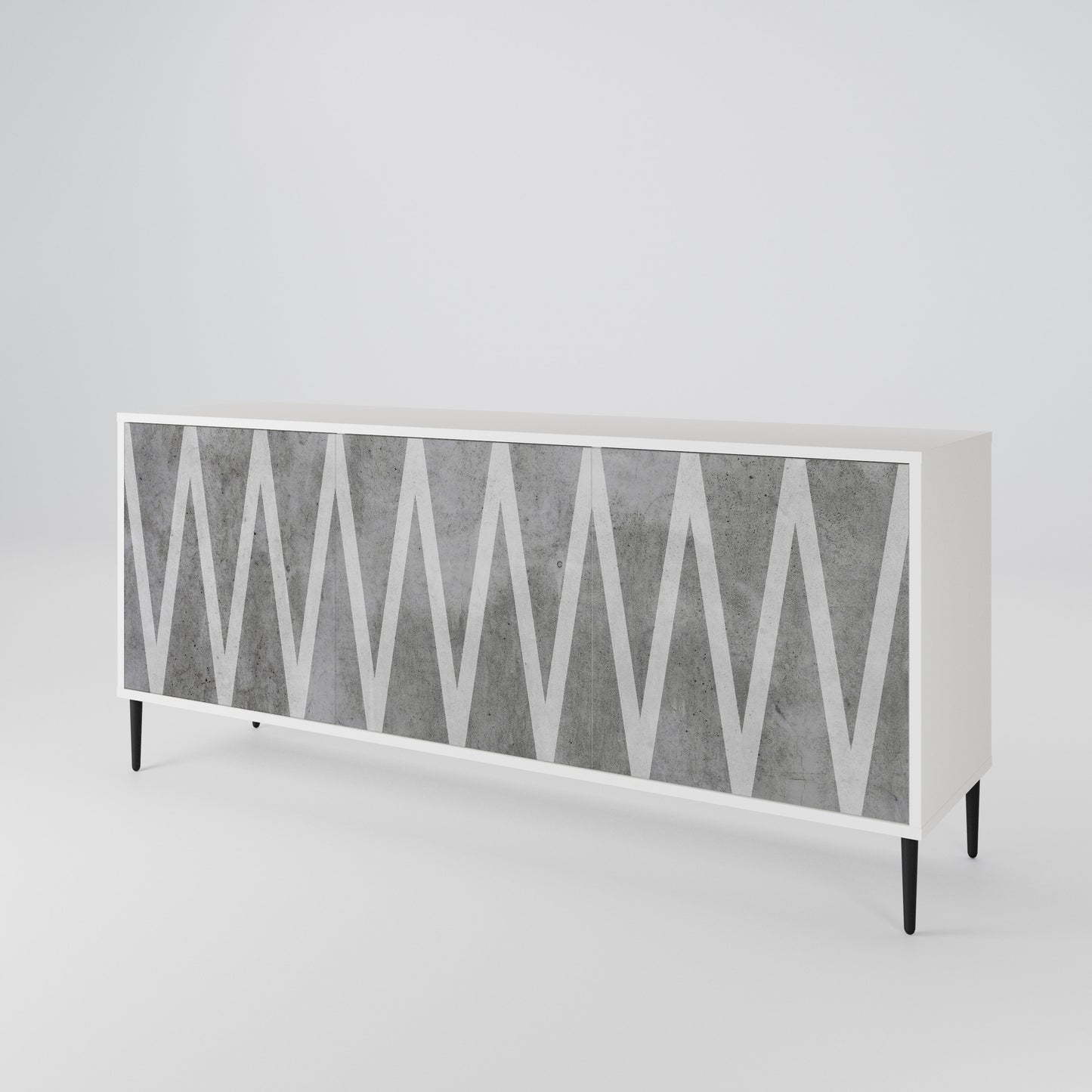 SOLID ZIG ZAG 3-Door Sideboard in White Finish
