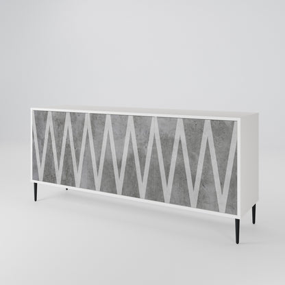 SOLID ZIG ZAG 3-Door Sideboard in White Finish