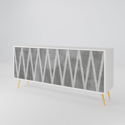 SOLID ZIG ZAG 3-Door Sideboard in White Finish