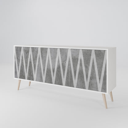 SOLID ZIG ZAG 3-Door Sideboard in White Finish
