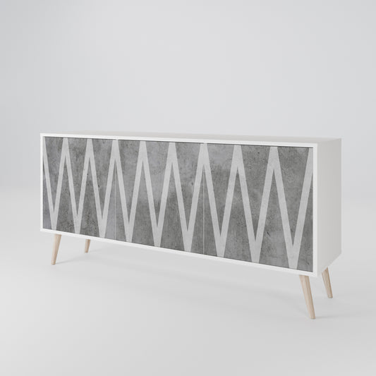 SOLID ZIG ZAG 3-Door Sideboard in White Finish