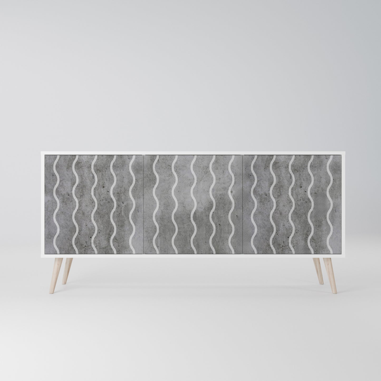 WAVES OF CONCRETE Madia a 3 Ante in Finitura Bianca