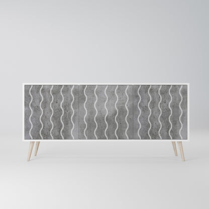 WAVES OF CONCRETE Madia a 3 Ante in Finitura Bianca