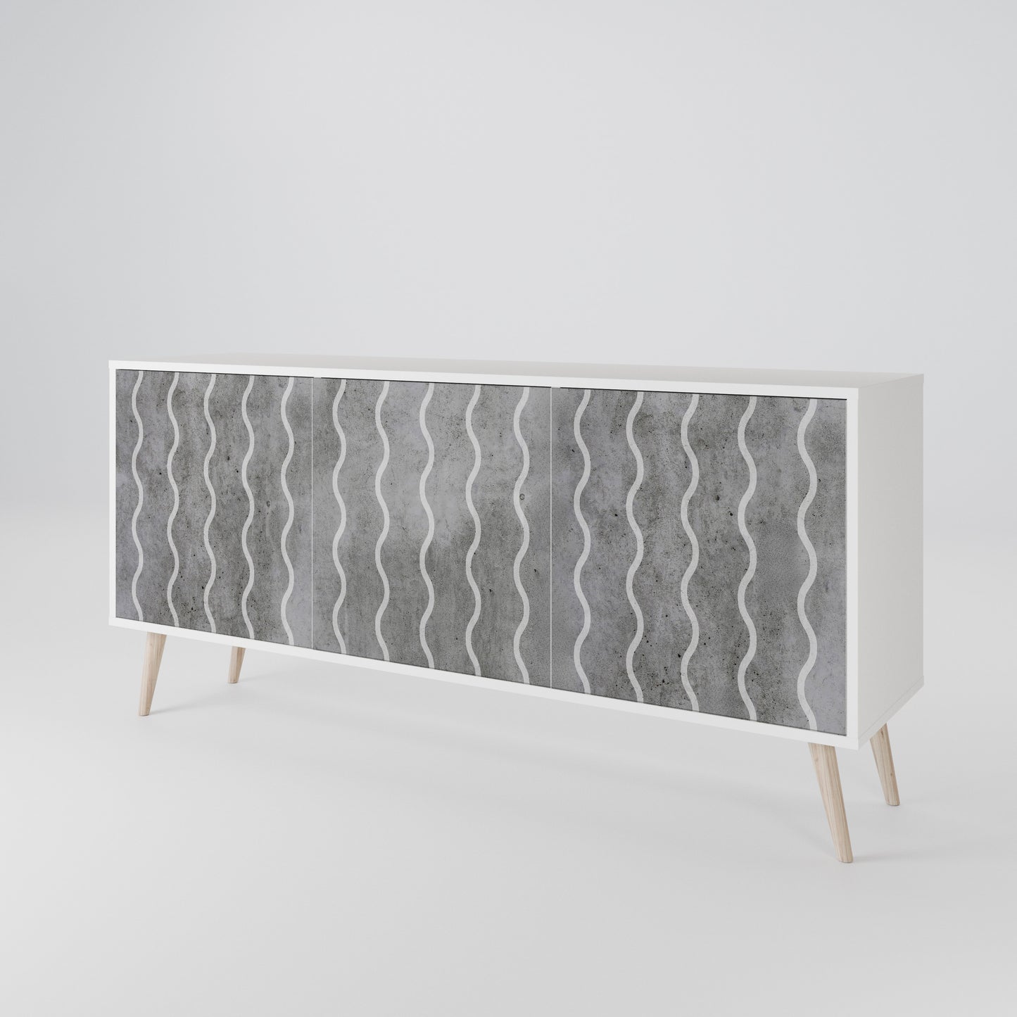 WAVES OF CONCRETE Madia a 3 Ante in Finitura Bianca