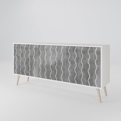 WAVES OF CONCRETE Madia a 3 Ante in Finitura Bianca