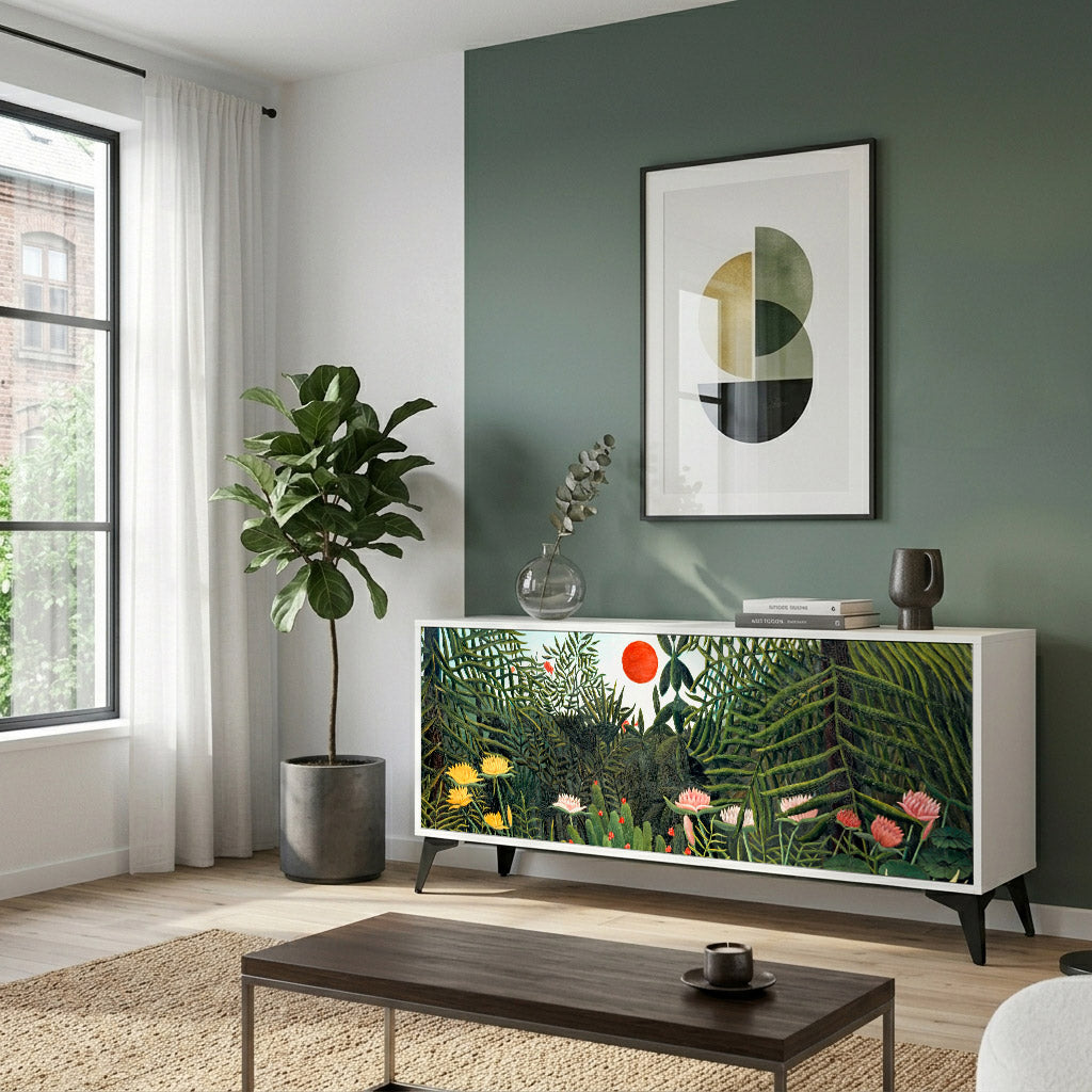 VIRGIN FOREST WITH SUNSET Madia a 3 Ante in Finitura Bianca