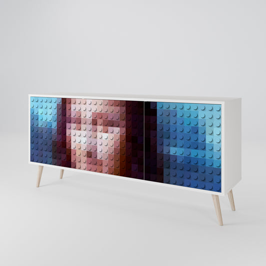 CONSTRUCTIVE ART 3-Door Sideboard in White Finish