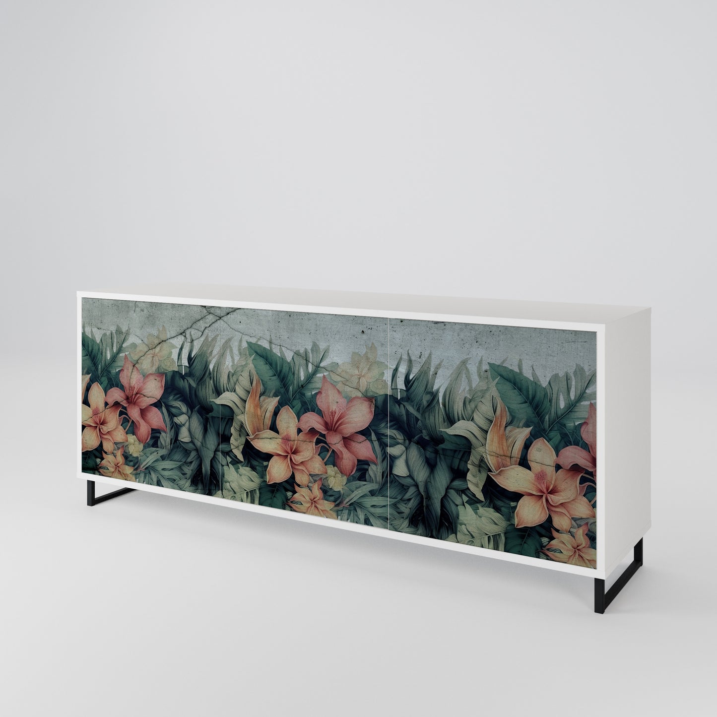 HEAVENLY BLOOM Madia a 3 Ante in Finitura Bianca