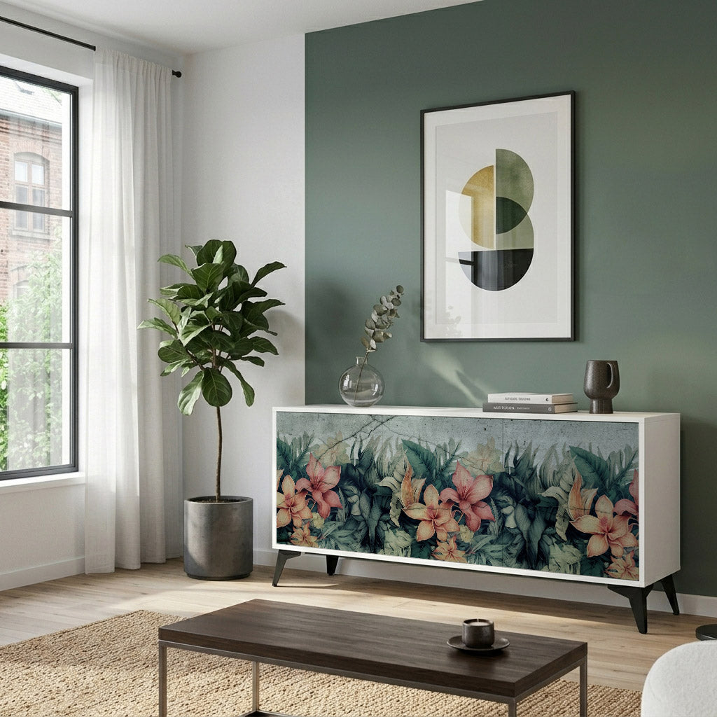 HEAVENLY BLOOM Madia a 3 Ante in Finitura Bianca