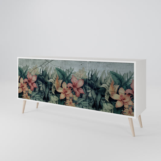 HEAVENLY BLOOM 3-Door Sideboard in White Finish