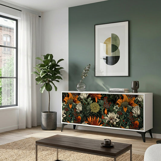 MIDNIGHT SPROUT 3-Door Sideboard in White Finish