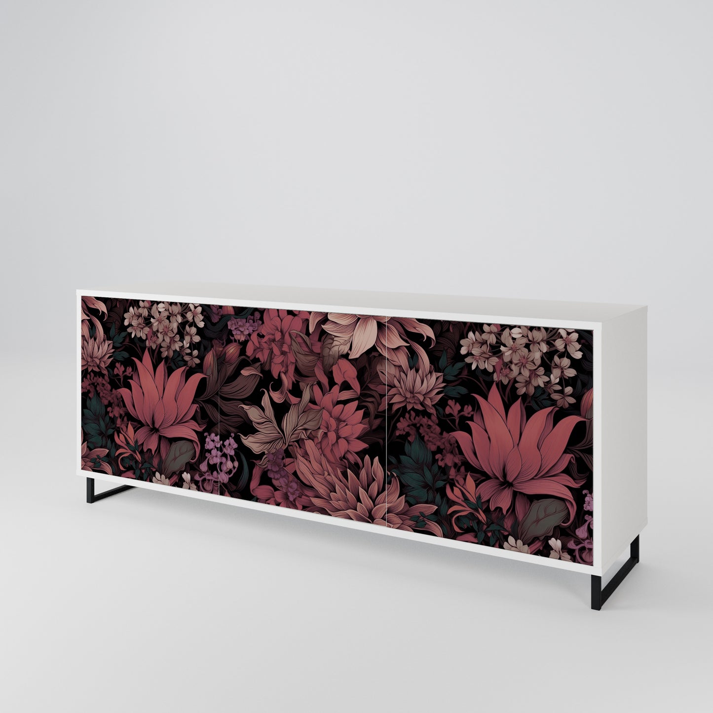 FLORAL WHISPER Madia a 3 Ante in Finitura Bianca