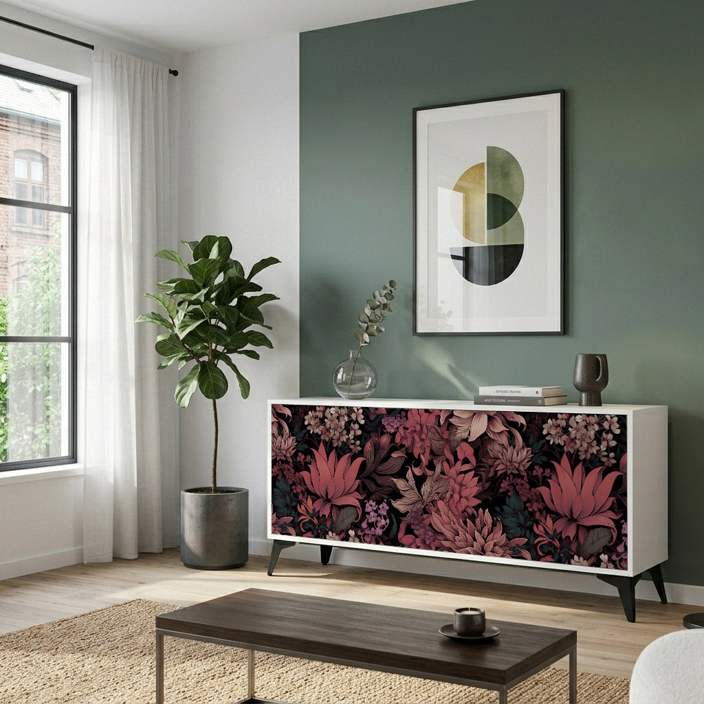 FLORAL WHISPER Madia a 3 Ante in Finitura Bianca