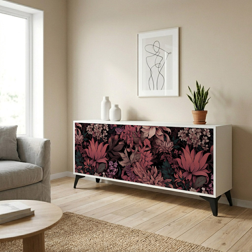 FLORAL WHISPER Madia a 3 Ante in Finitura Bianca