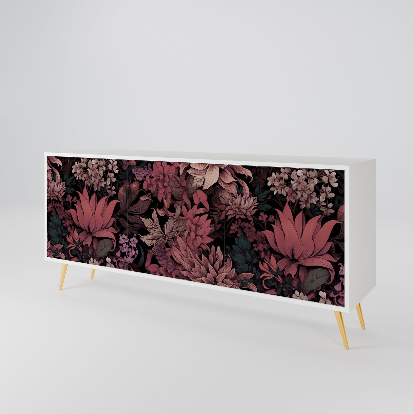 FLORAL WHISPER Madia a 3 Ante in Finitura Bianca