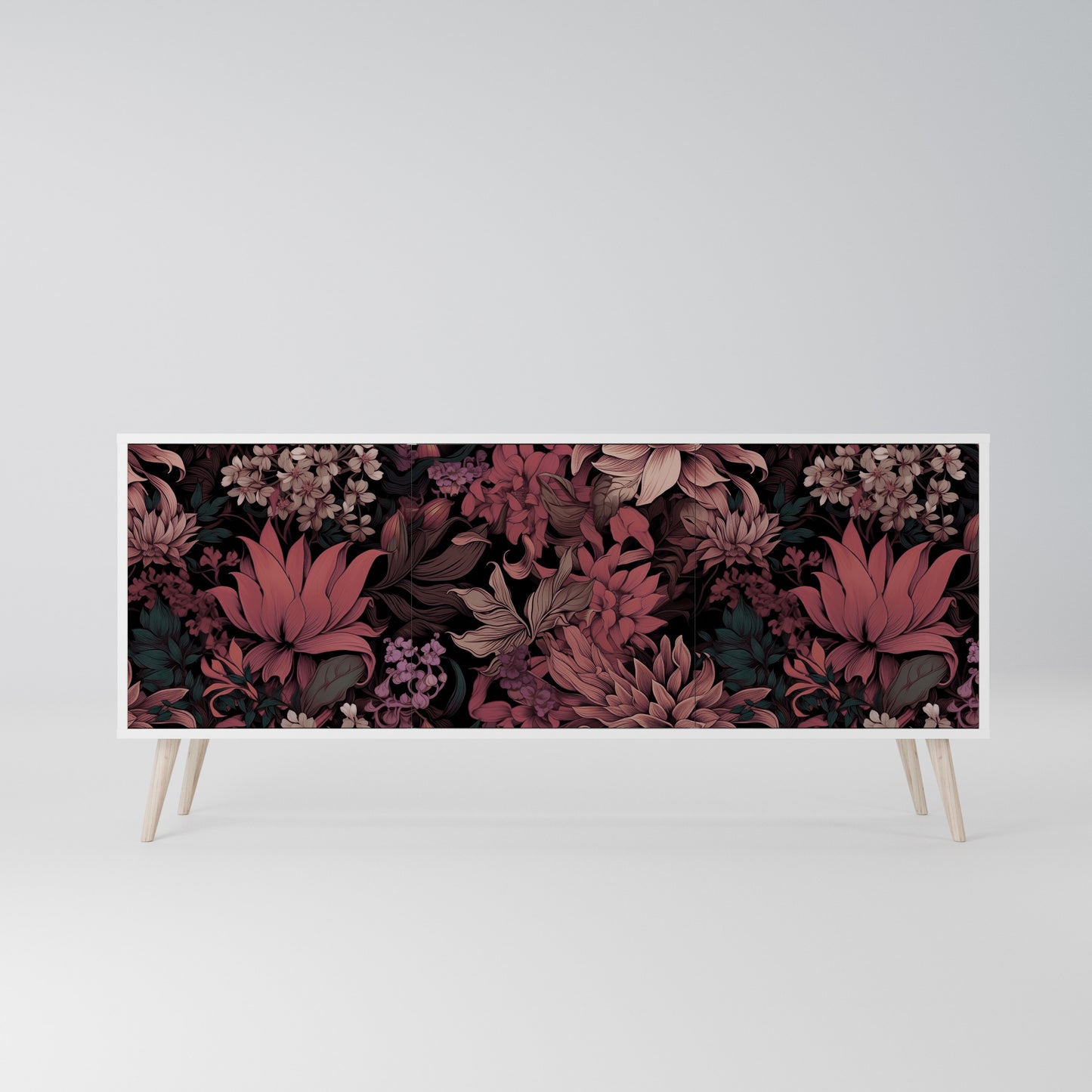 FLORAL WHISPER Madia a 3 Ante in Finitura Bianca