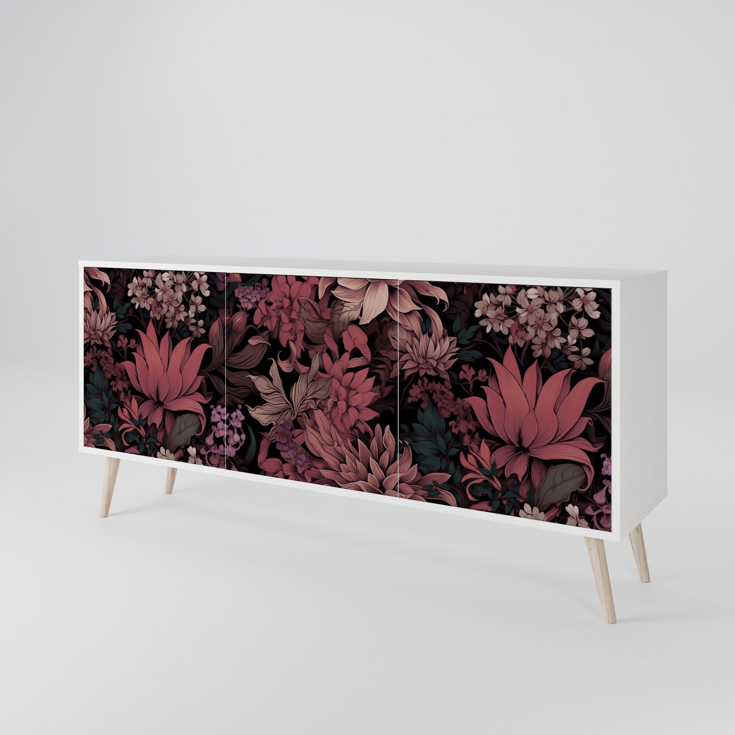FLORAL WHISPER Madia a 3 Ante in Finitura Bianca