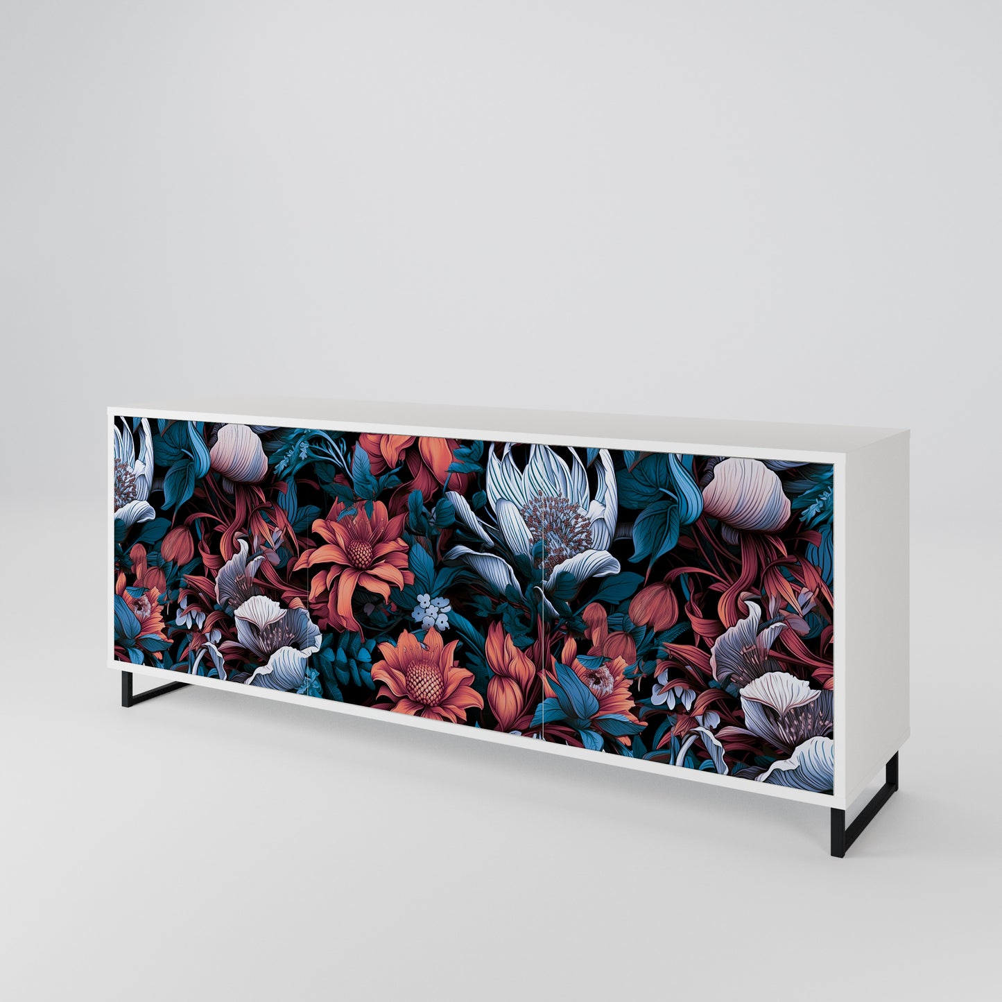 ETHEREAL BLOSSOMS Madia a 3 Ante in Finitura Bianca